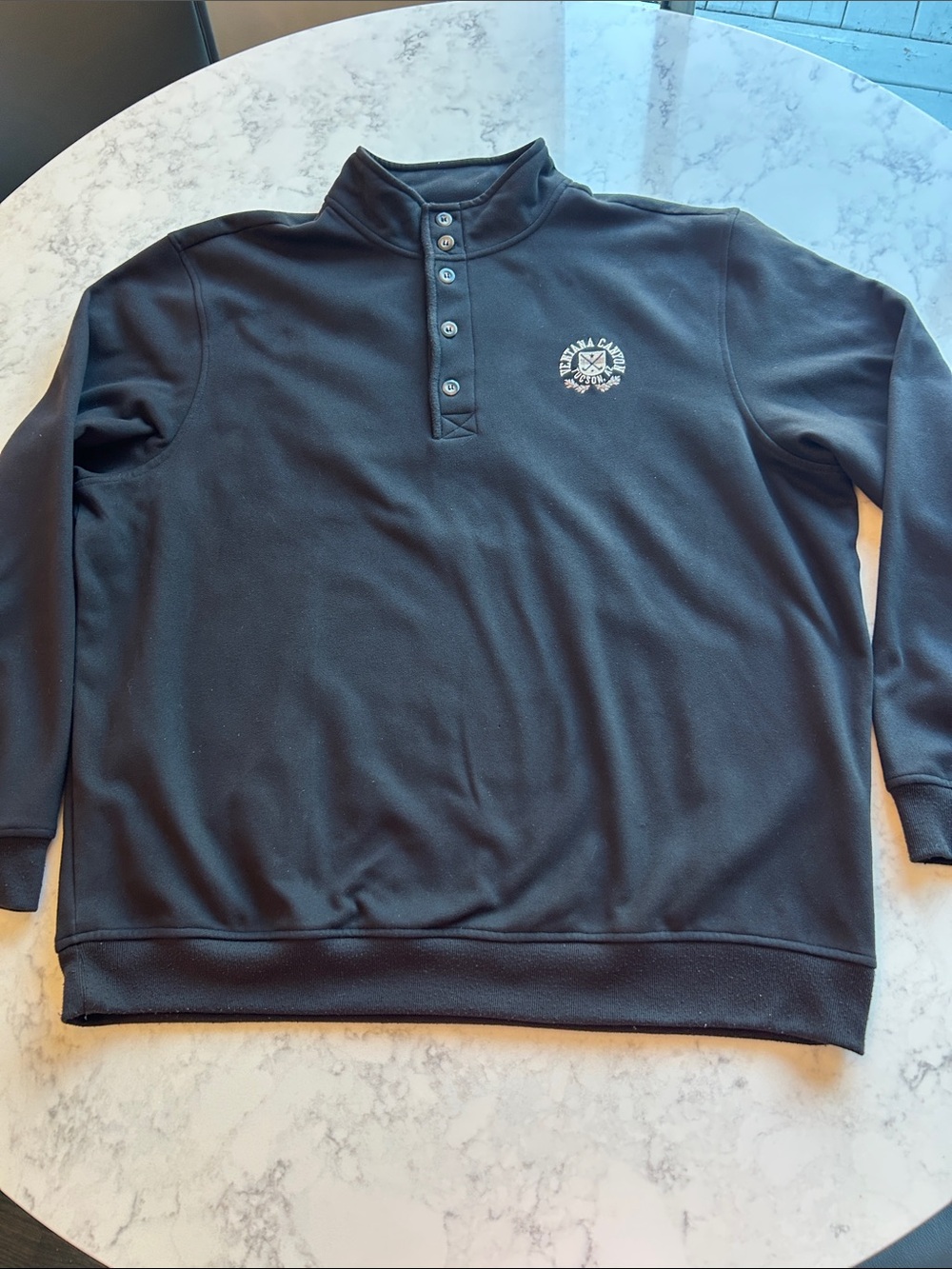 Black Quarter-Snap Pullover with Embroidered Logo-Ventana Canyon